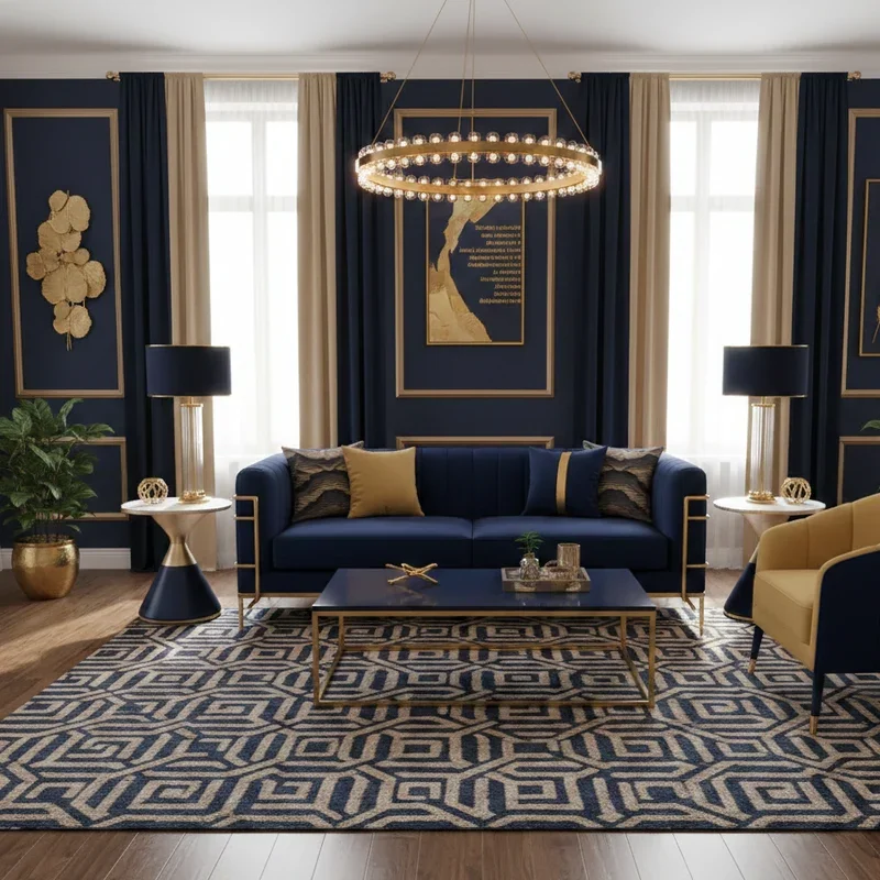 Navy Blue and Gold Living Room Ideas