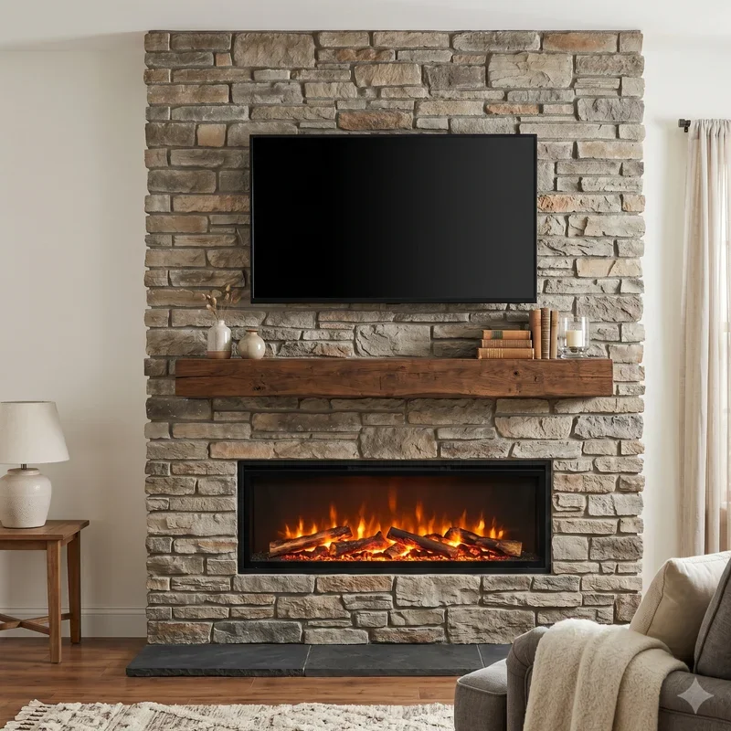 Electric Fireplace Ideas With TV Above