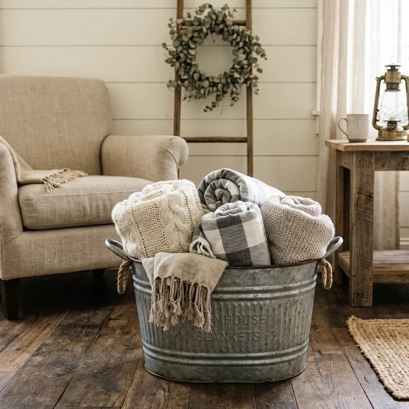 Blanket Basket for Living Room Ideas