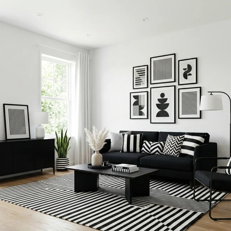 Black and White Living Room Ideas