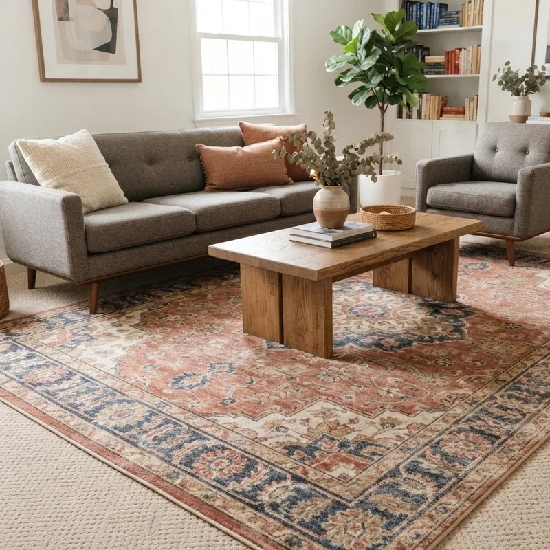 Rug on Carpet Living Room Ideas