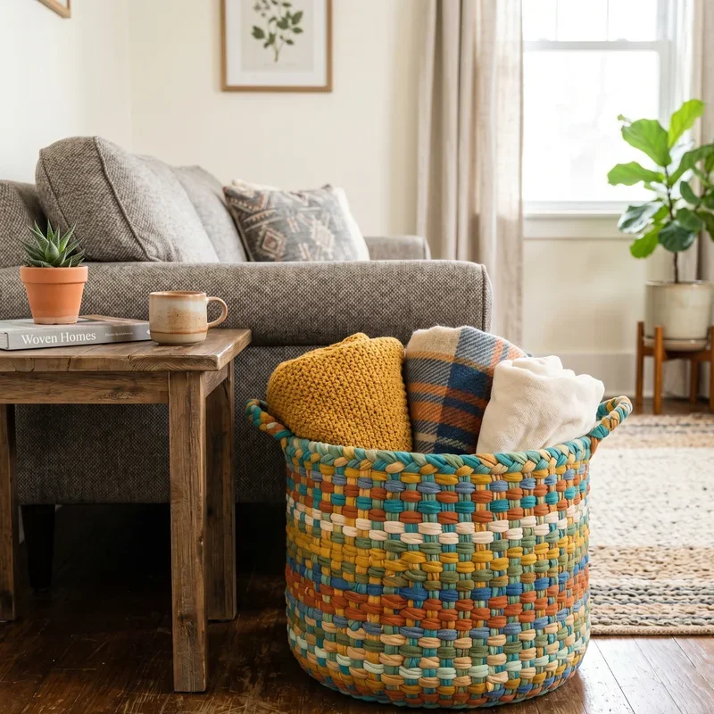 Blanket Basket for Living Room Ideas