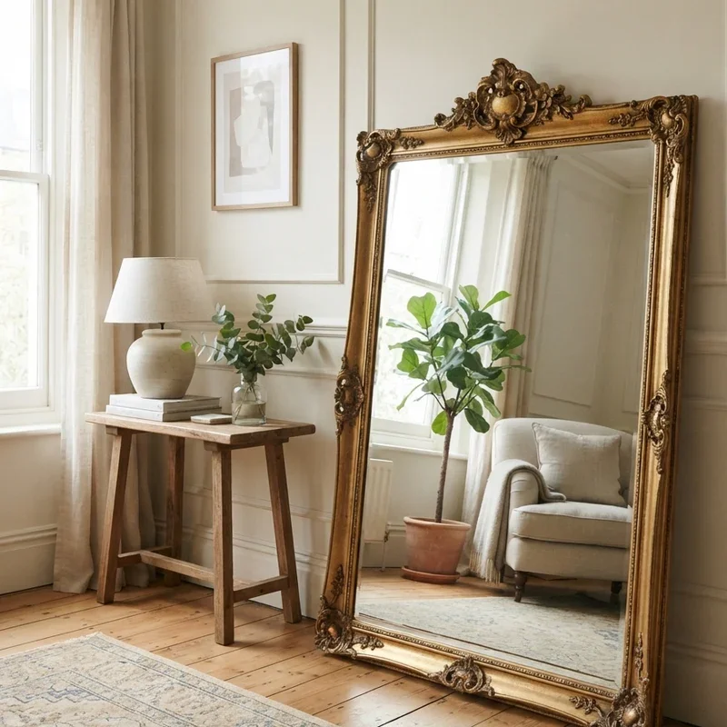 Living Room Floor Mirror Decorating Ideas