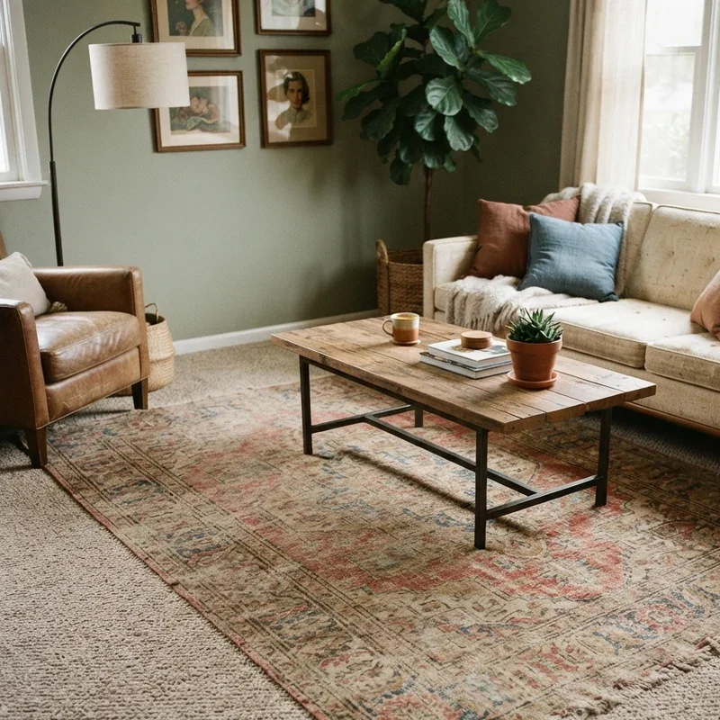 Rug on Carpet Living Room Ideas