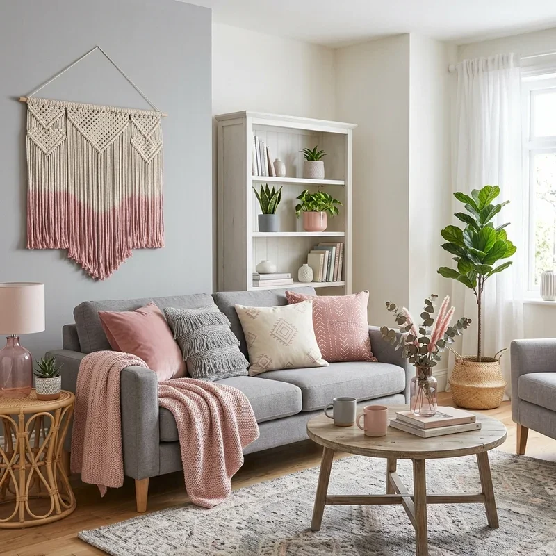 Pink and Grey Living Room Ideas