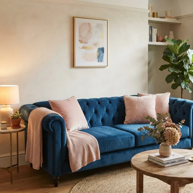 Blue Velvet Sofa Living Room Ideas