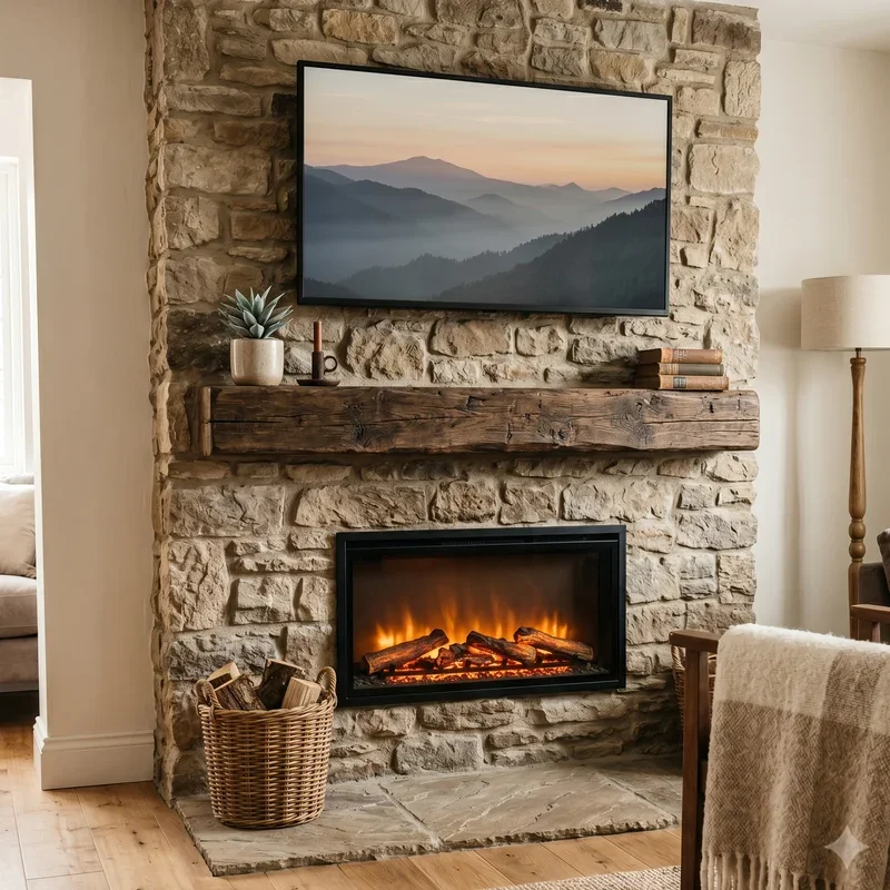 Electric Fireplace Ideas With TV Above