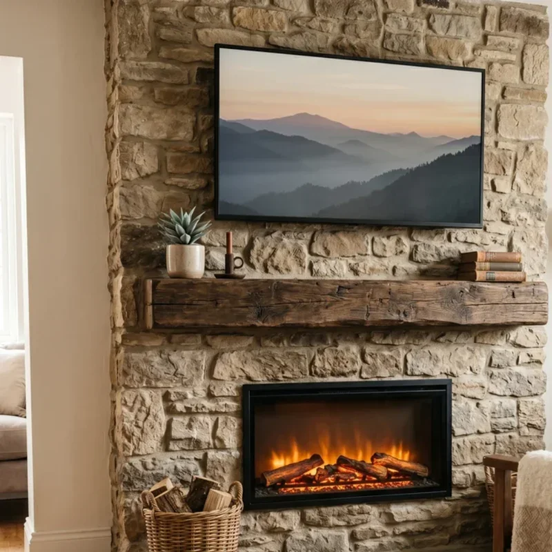 Electric Fireplace Ideas With TV Above