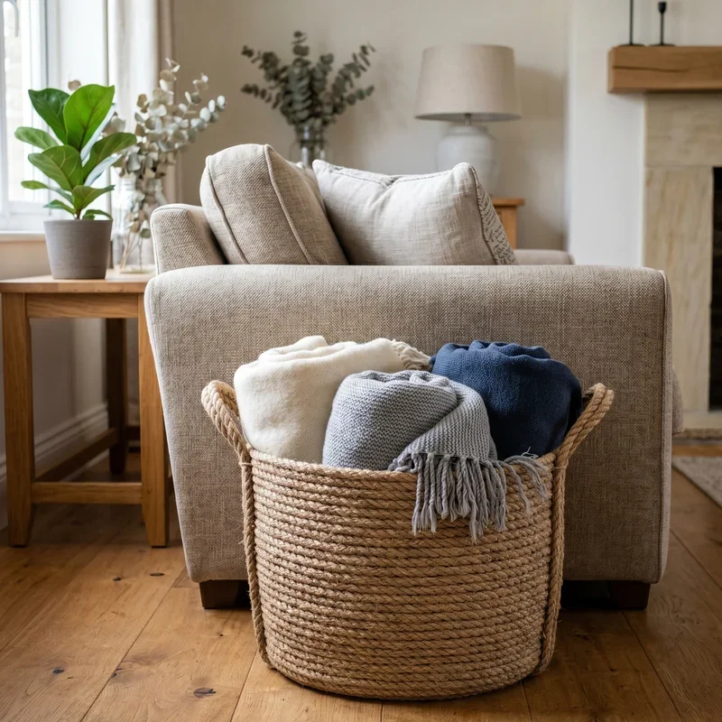 Blanket Basket for Living Room Ideas