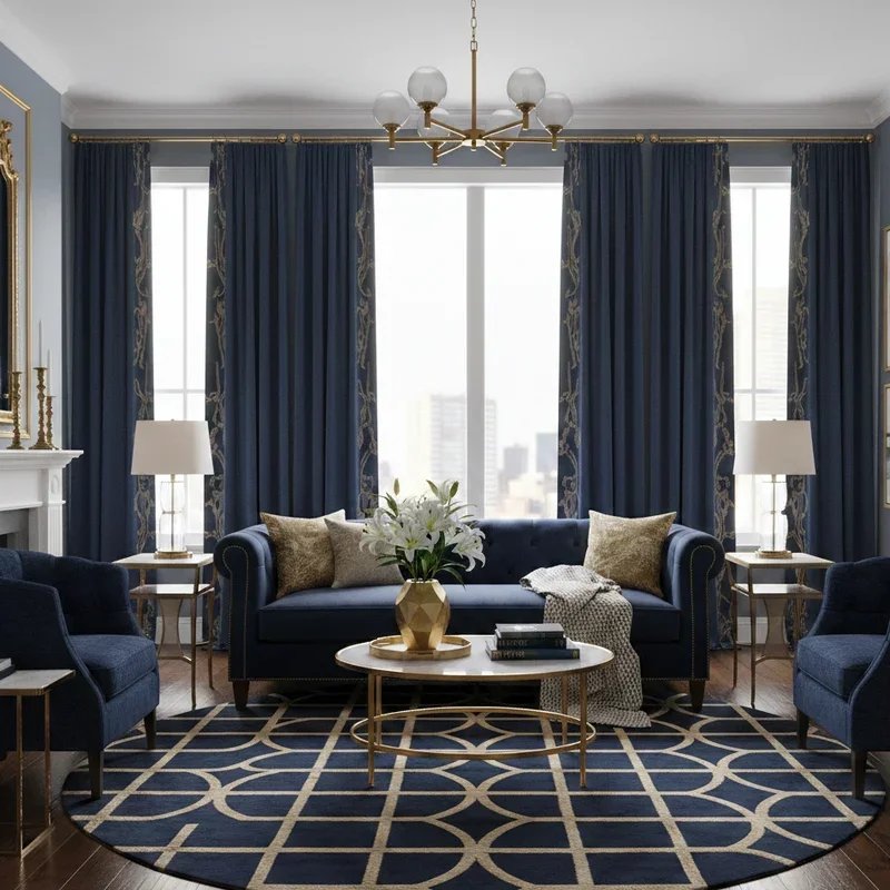 Navy Blue and Gold Living Room Ideas