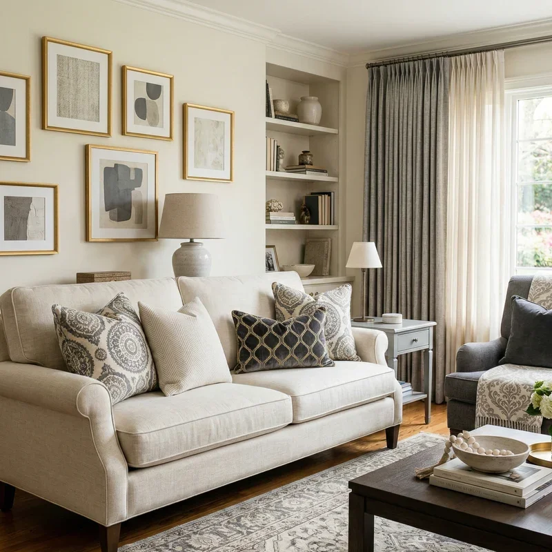 Classy Cream and Grey Living Room Ideas