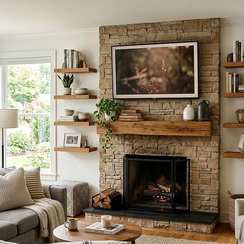 Living Room TV Over Fireplace Ideas