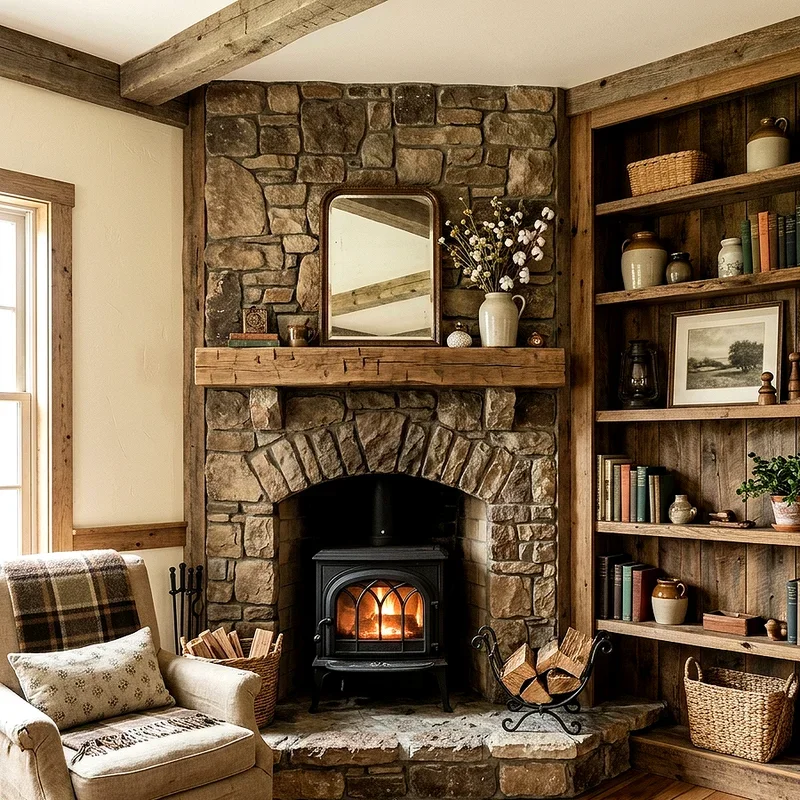 Farmhouse Corner Fireplace Ideas