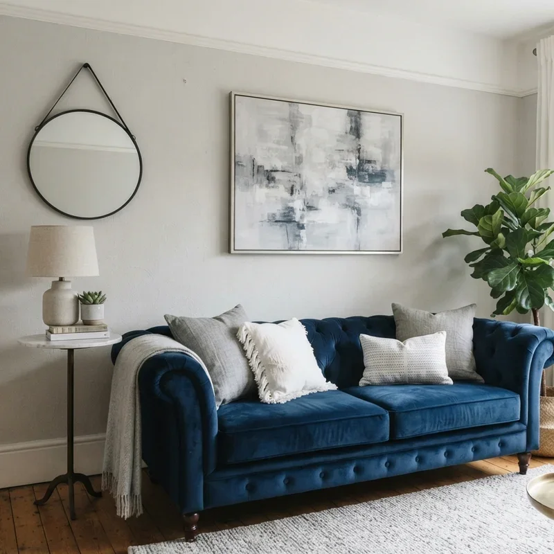 Blue Velvet Sofa Living Room Ideas