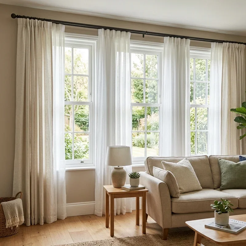 3 Window Living Room Curtain Ideas