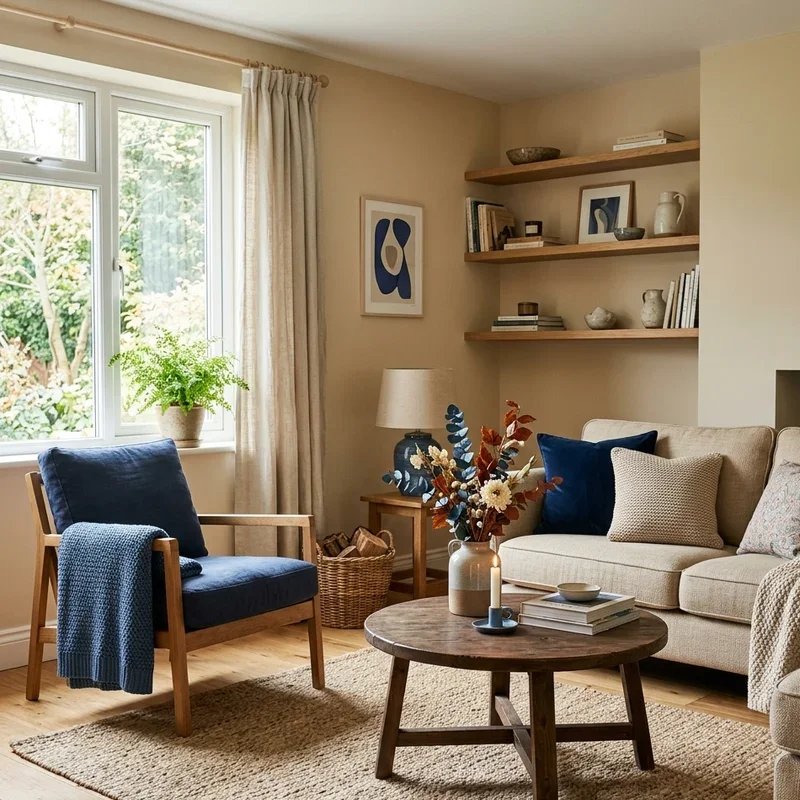 Beige and Blue Living Room Ideas