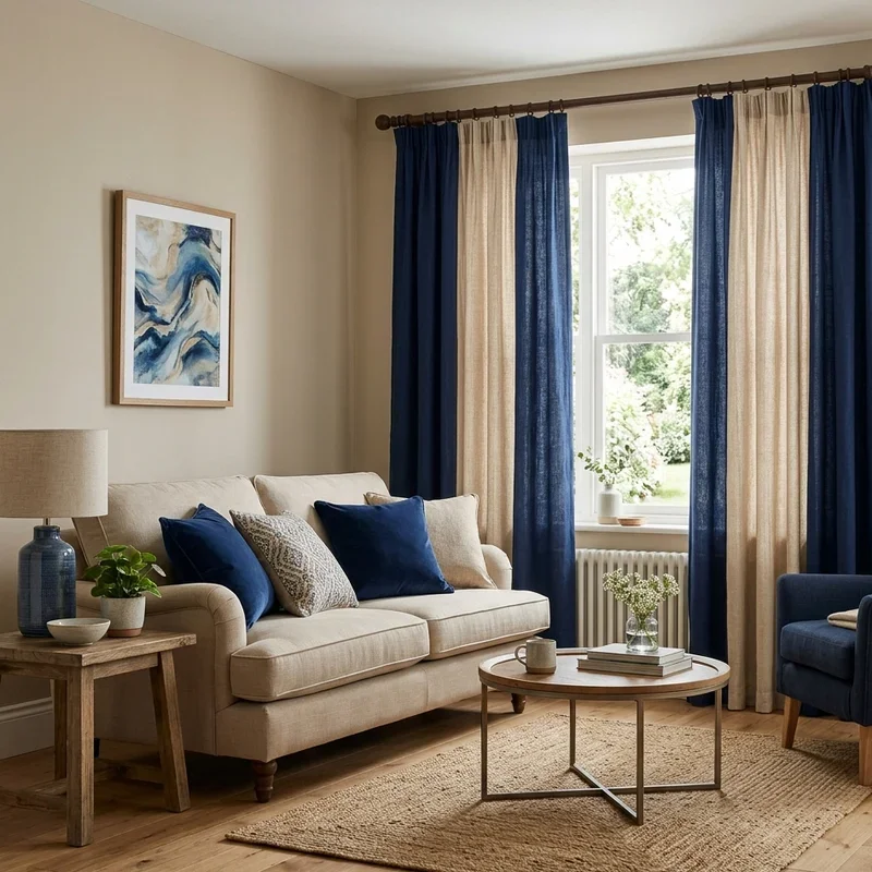 Beige and Blue Living Room Ideas