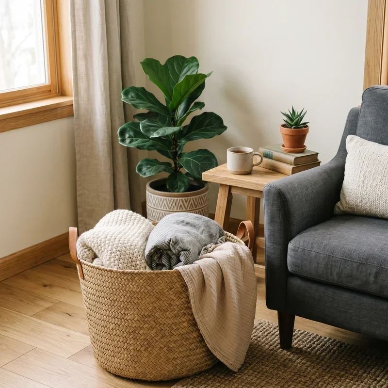 Blanket Basket for Living Room Ideas