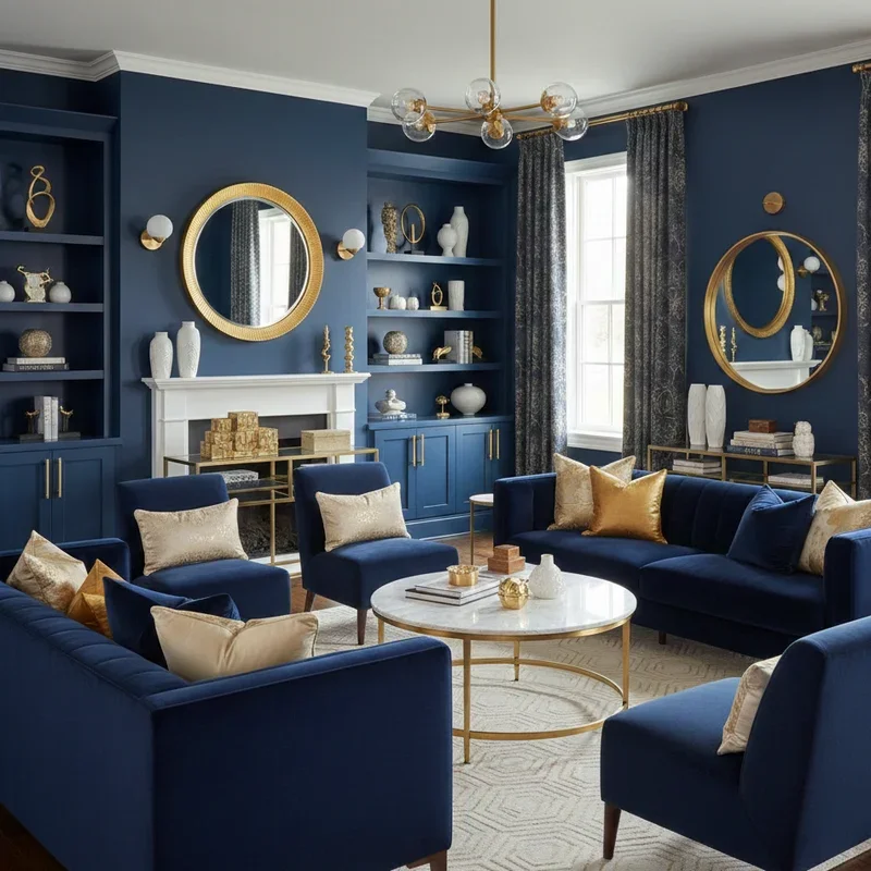 Navy Blue and Gold Living Room Ideas