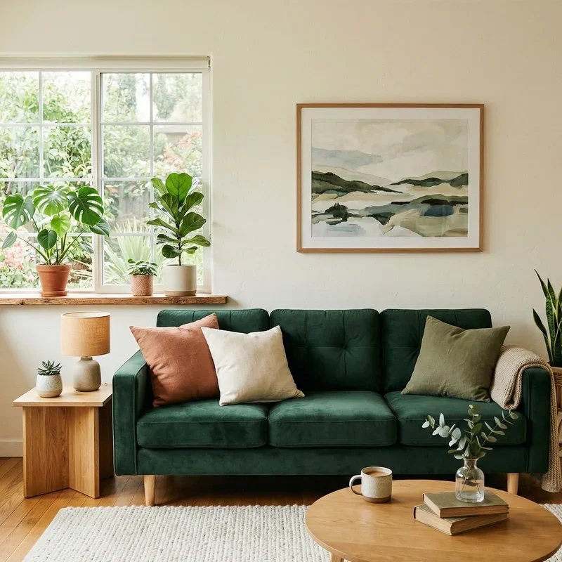 Dark Green Couch Living Room Ideas