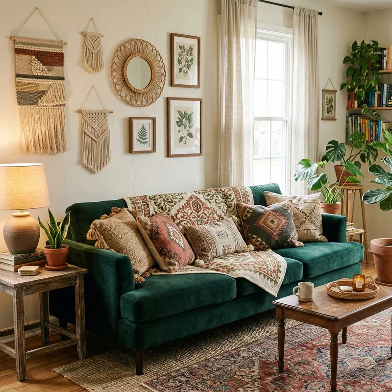 Dark Green Couch Living Room Ideas