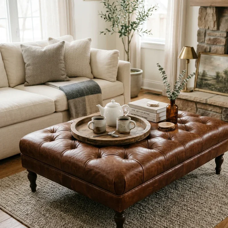 Ottoman as Coffee Table Ideas
