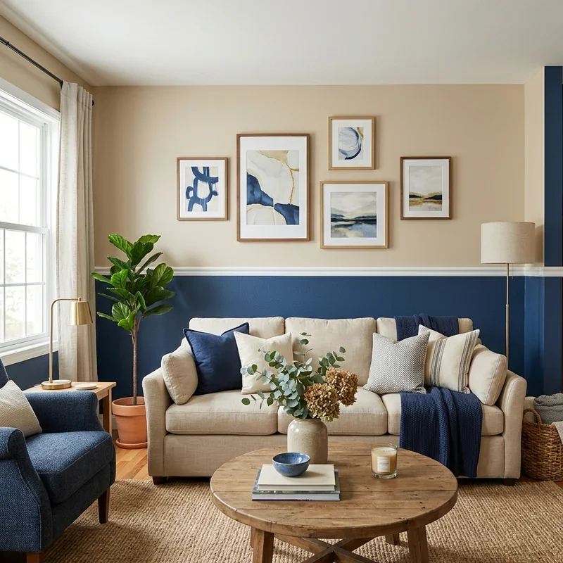 Beige and Blue Living Room Ideas