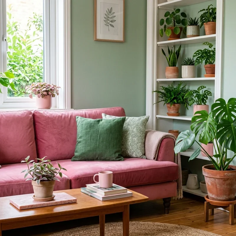 Pink and Green Living Room Ideas