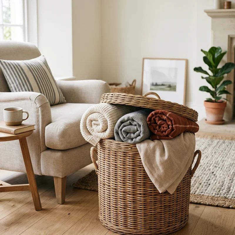 Blanket Basket for Living Room Ideas