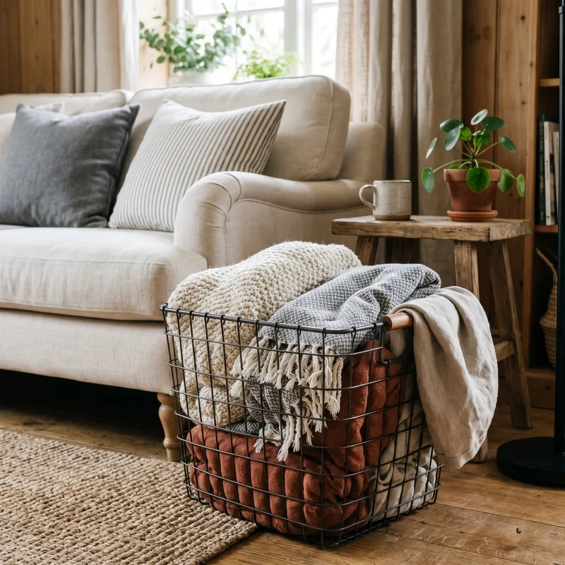 Blanket Basket for Living Room Ideas