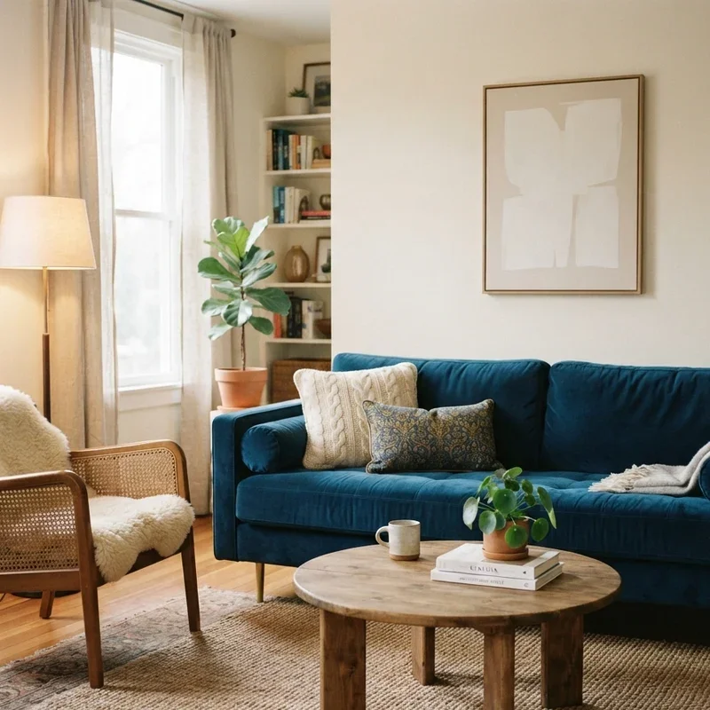 Blue Velvet Sofa Living Room Ideas