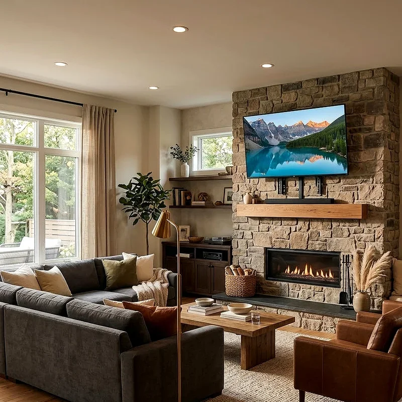 Living Room TV Over Fireplace Ideas