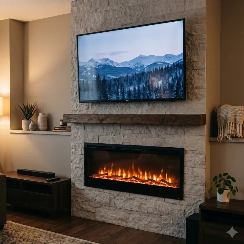 Electric Fireplace Ideas With TV Above