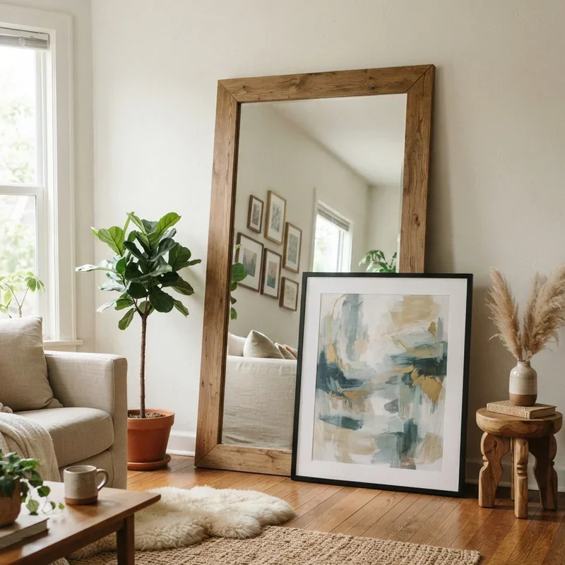 Living Room Floor Mirror Decorating Ideas
