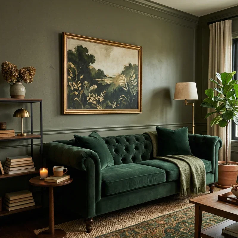 Dark Green Couch Living Room Ideas