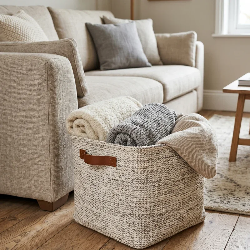 Blanket Basket for Living Room Ideas