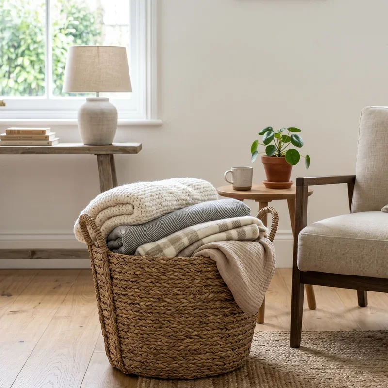 Blanket Basket for Living Room Ideas