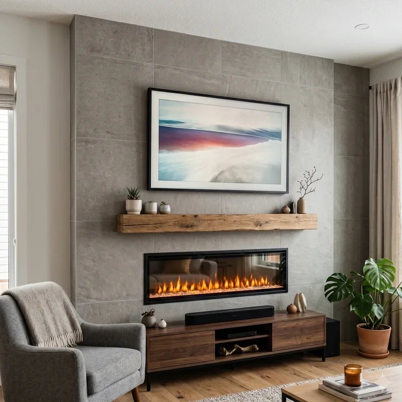Electric Fireplace Ideas With TV Above
