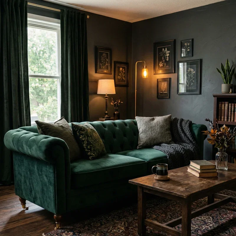 Dark Green Couch Living Room Ideas