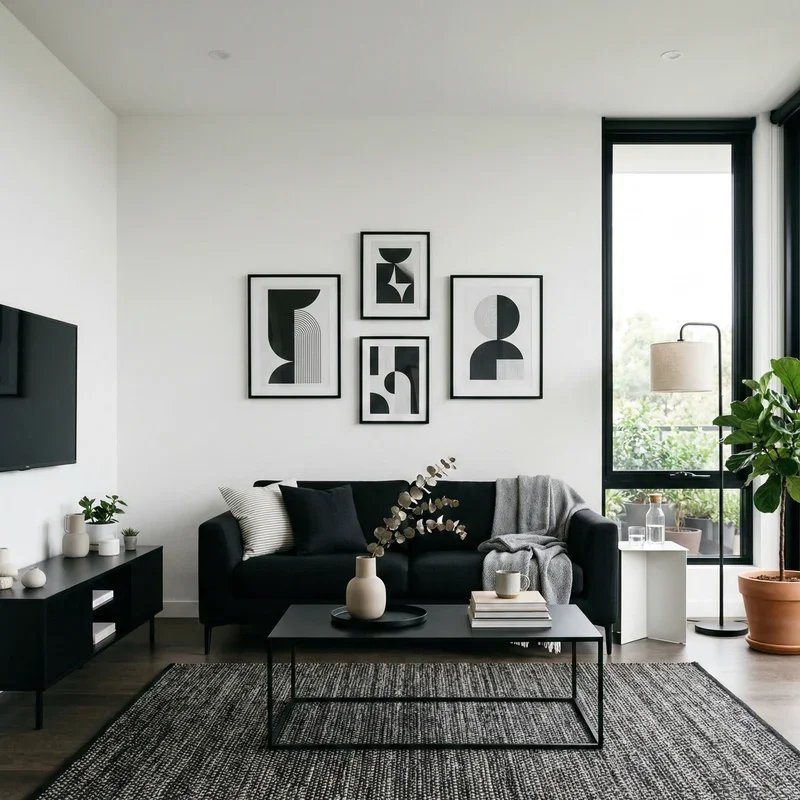 Black and White Living Room Ideas