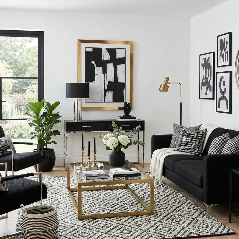 Black and White Living Room Ideas