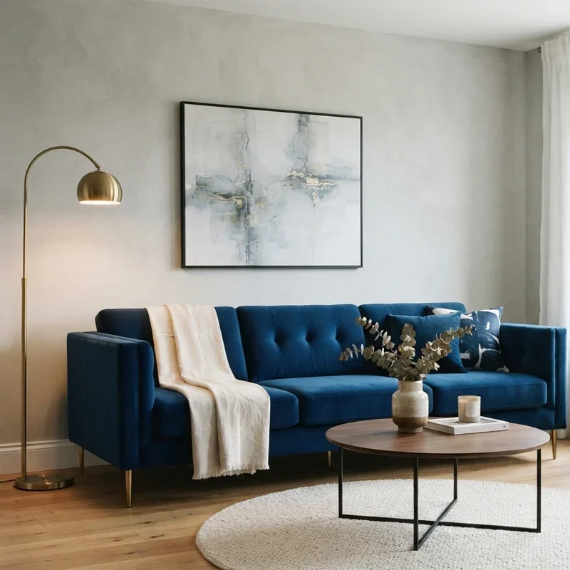 Blue Velvet Sofa Living Room Ideas