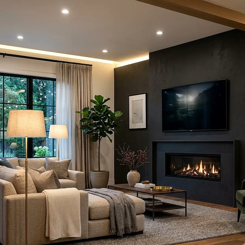 Living Room TV Over Fireplace Ideas