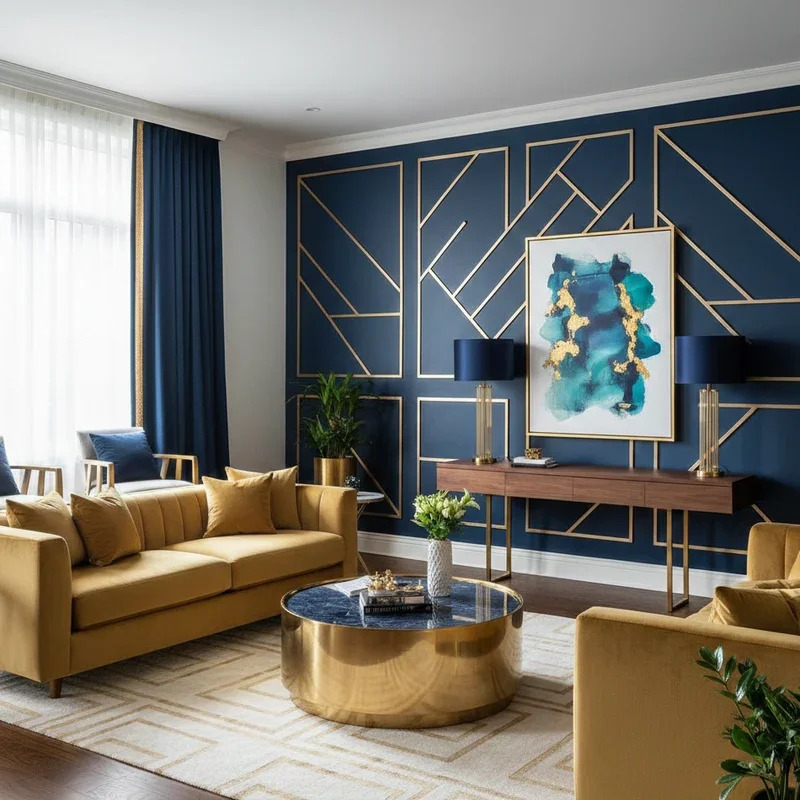 Navy Blue and Gold Living Room Ideas