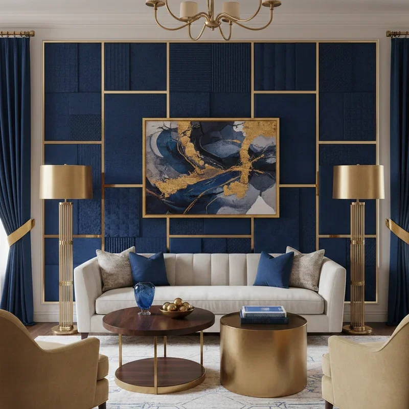 Navy Blue and Gold Living Room Ideas
