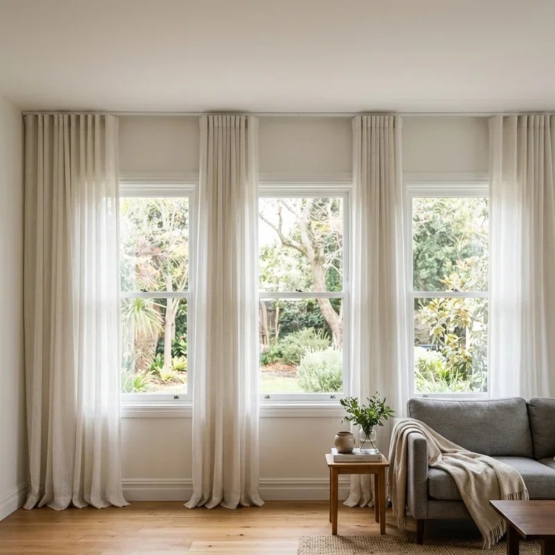 3 Window Living Room Curtain Ideas