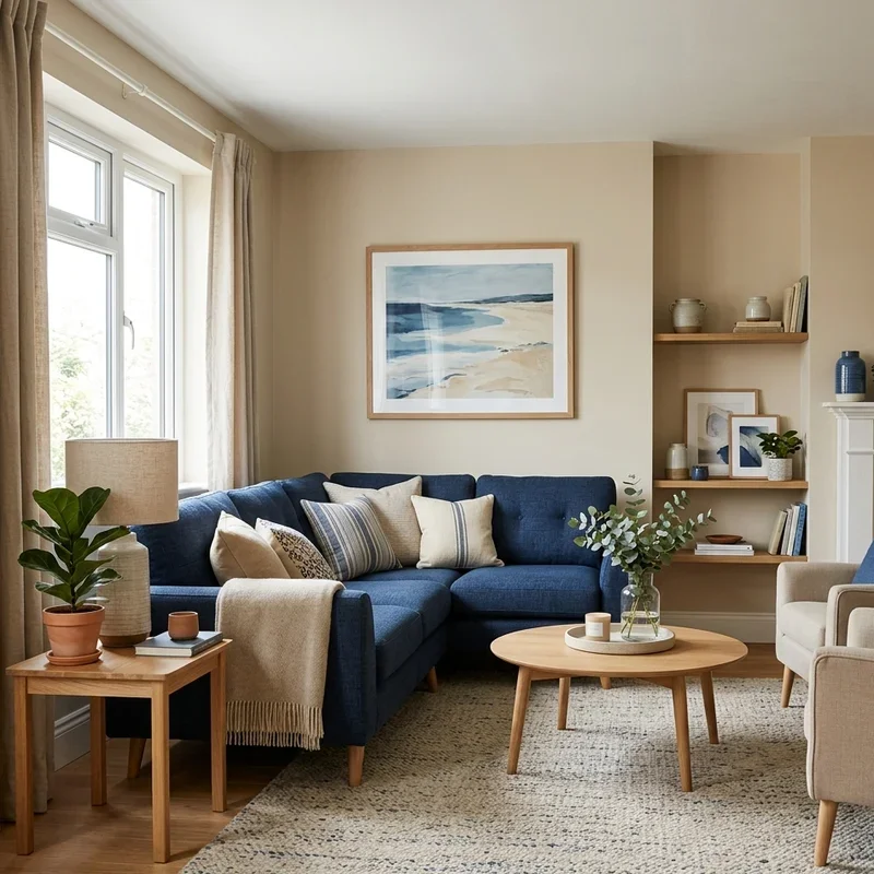 Beige and Blue Living Room Ideas