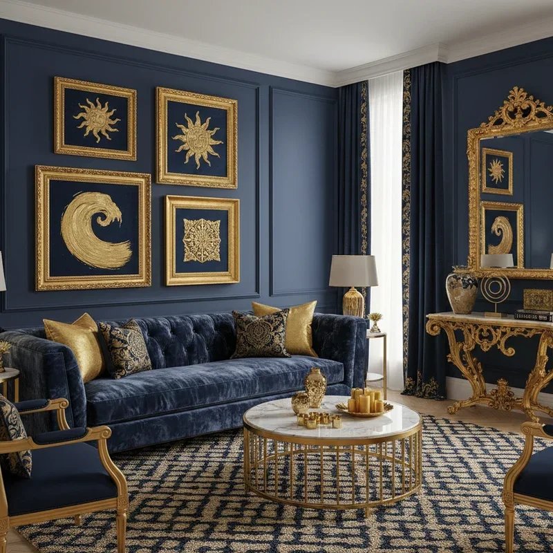 Navy Blue and Gold Living Room Ideas