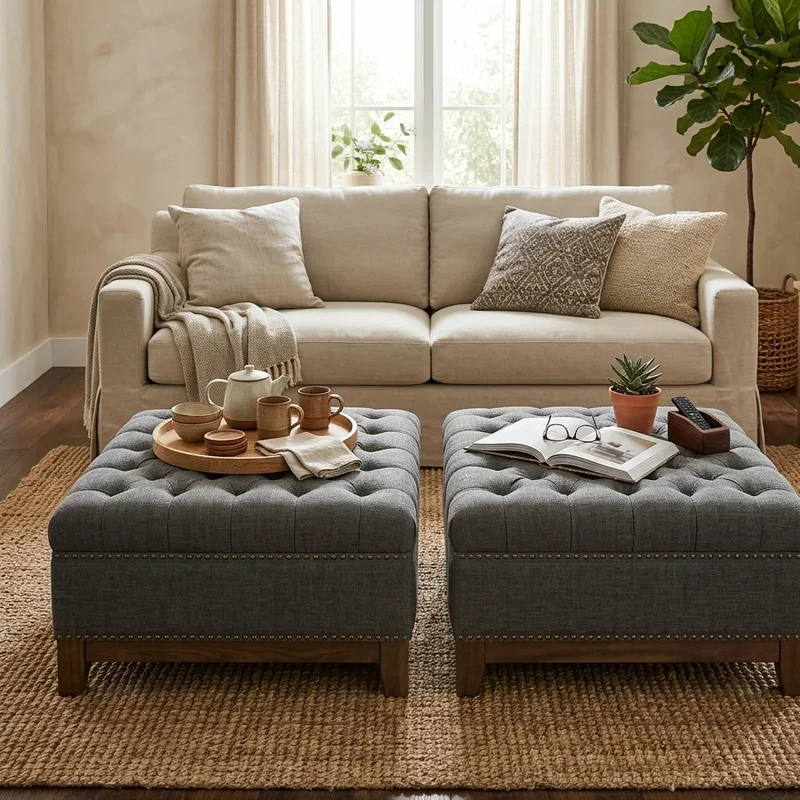 Ottoman as Coffee Table Ideas