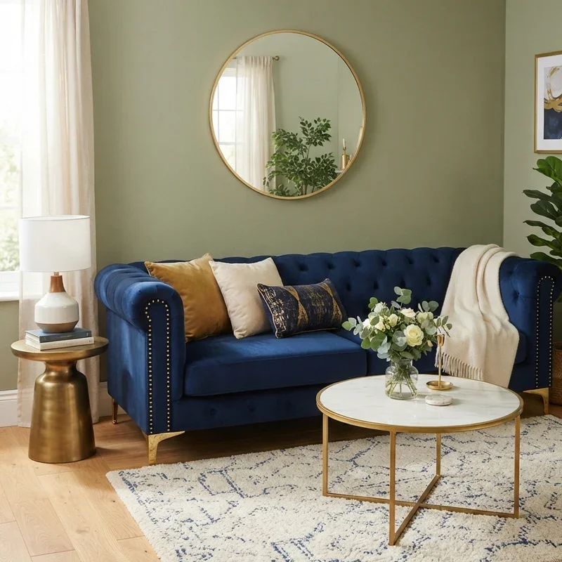 Blue Velvet Sofa Living Room Ideas